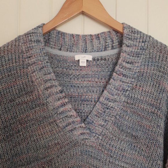 J. Jill Easy Dropped-Shoulder Cotton V-Neck Sweater Blue Jasper Size S - Picture 2 of 11